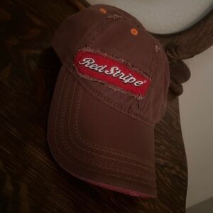 Red Stripe Brewing Brown Cap Hat, NWT